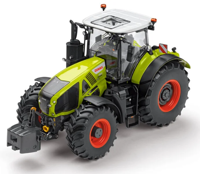 Réplica coleccionable a escala 1/32 del tractor CLAAS AXION 950. Miniatura detallada con contrapesos delanteros, neumáticos de goma y cabina de alta precisión.