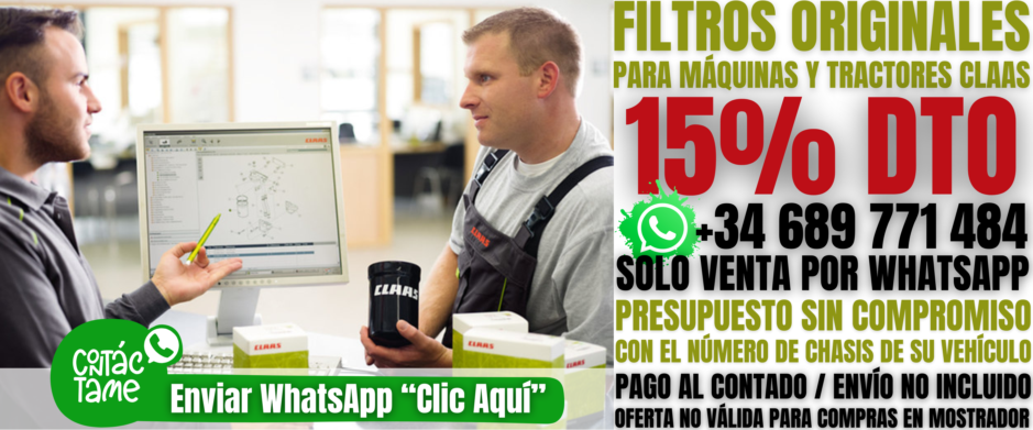 Filtros originales CLAAS para tractores y cosechadoras en promoción España