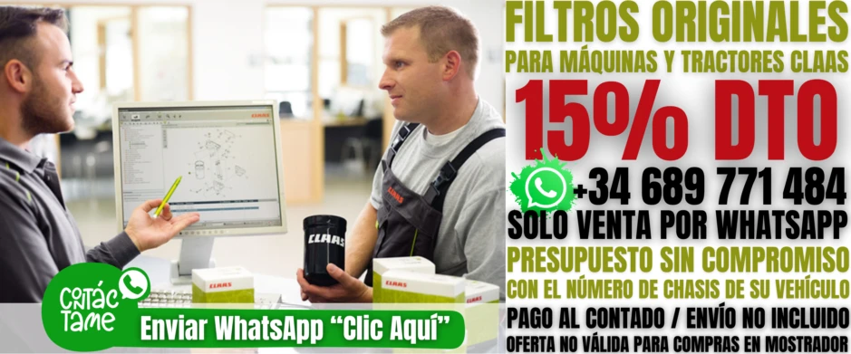 Filtros originales CLAAS para tractores y cosechadoras en promoción España